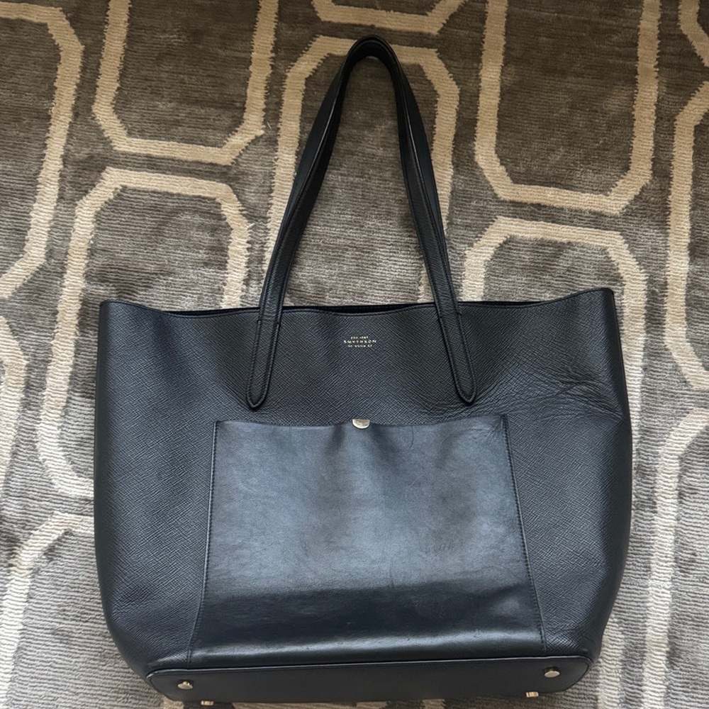 Smythson Black Leather Tote